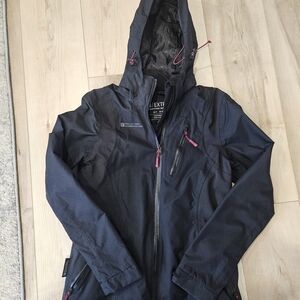 Mountain Warehouse Outdoor Black Hooded Jacket with Pink Accents